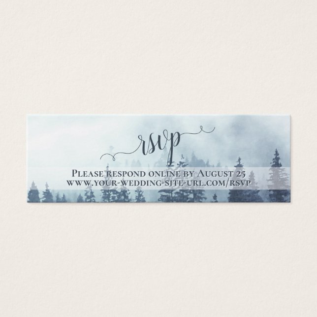 Misty Blue Mountains Wedding RSVP Online Card (Front)