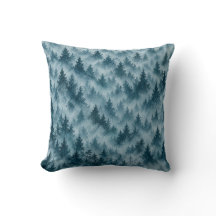 Misty Blue Pine Forest Watercolor Pattern
