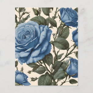 Misty Blue Roses And Green Leaves, Flyer