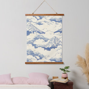Misty Blue Snow Peaks Nature Scenic Pattern Hanging Tapestry
