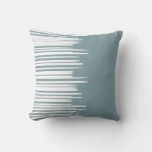 Misty Blue Uneven White Lines Modern  Throw Pillow