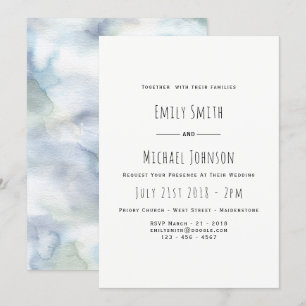 Misty Blue Watercolor Wedding Invitation Elegant