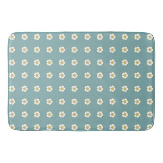 misty blue yellow and white Buttercup Flowers Bath Mat