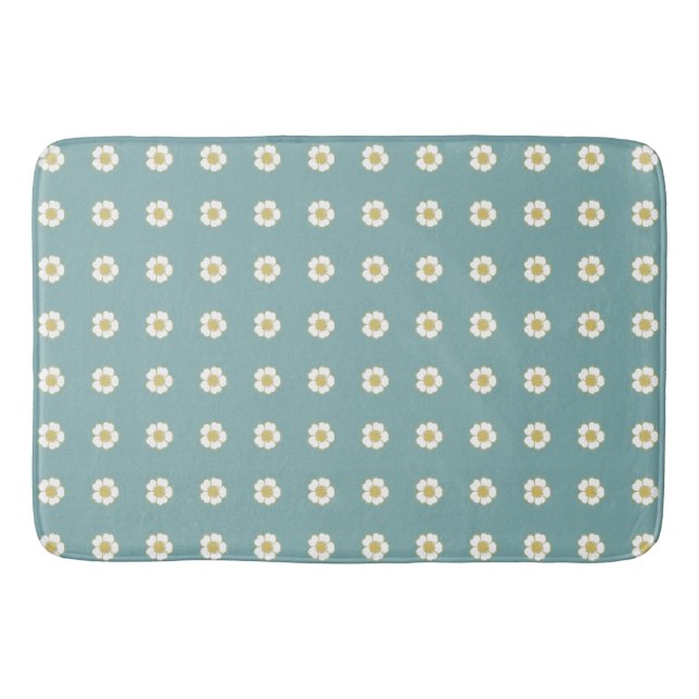 misty blue yellow and white Buttercup Flowers Bath Mat (Front)