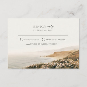 Misty Cape Cod Rose Mail Back Wedding RSVP Card