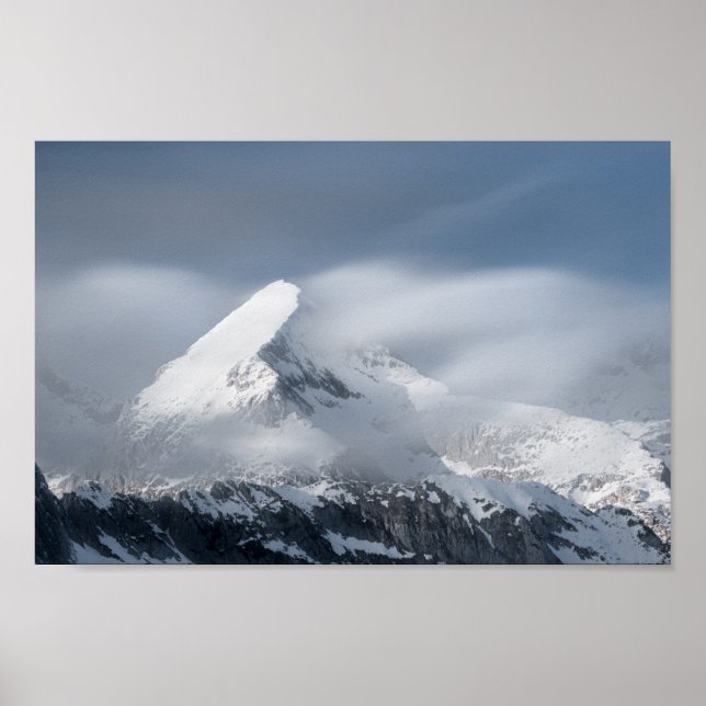 Misty clouds over mountain Grintovec, Slovenia Poster (Front)