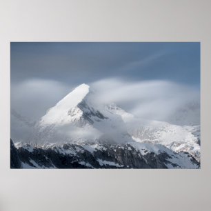 Misty clouds over mountain Grintovec, Slovenia Poster