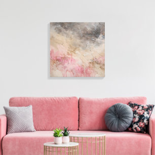 Misty Colour Field Abstract Painting - Blush Pink Canvas Print