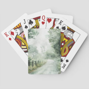Misty Country Road Forest Path Landscape (1) Playing Cards