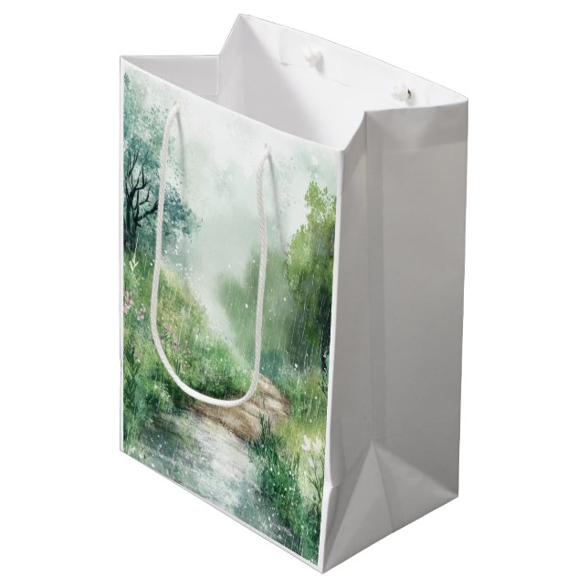 Misty Country Road Forest Path Landscape (2) Medium Gift Bag (Front Angled)