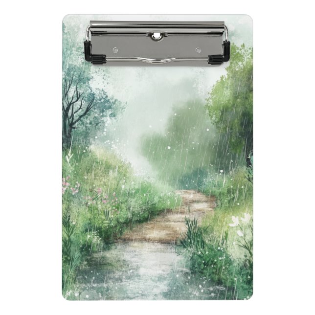 Misty Country Road Forest Path Landscape (2) Mini Clipboard (Front)