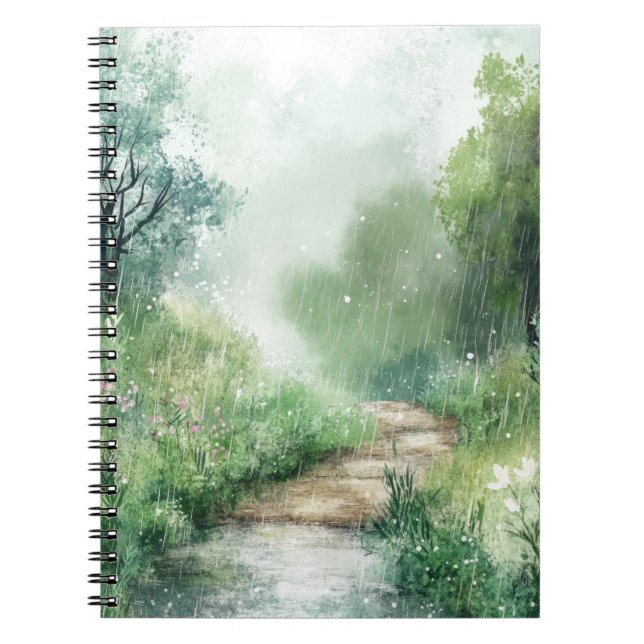 Misty Country Road Forest Path Landscape (2) Notebook (Front)
