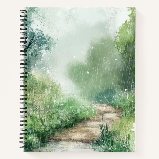 Misty Country Road Forest Path Landscape (2) Notebook (Front)