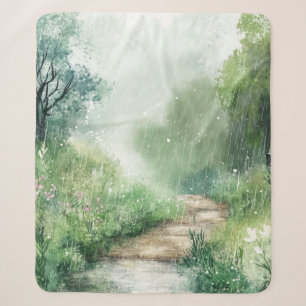 Misty Country Road Forest Path Landscape (2) Sherpa Blanket