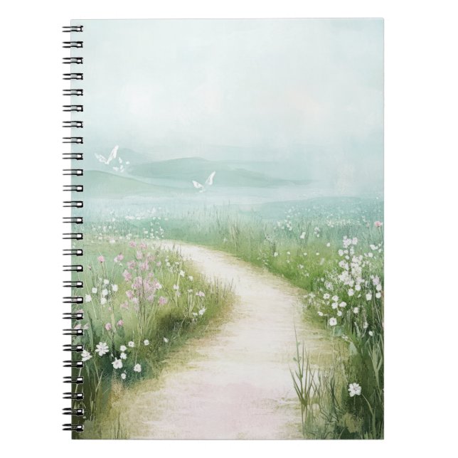 Misty Country Road Forest Path Landscape (3) Notebook (Front)