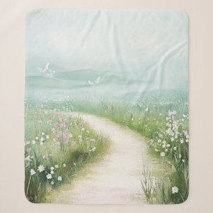 Misty Country Road Forest Path Landscape (3) Sherpa Blanket