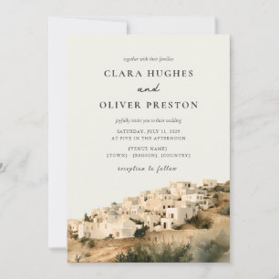 Misty Dawn Greek Isles Hillside Village Wedding Invitation