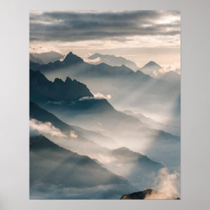 Misty Dawn in the Swiss Alps Poster