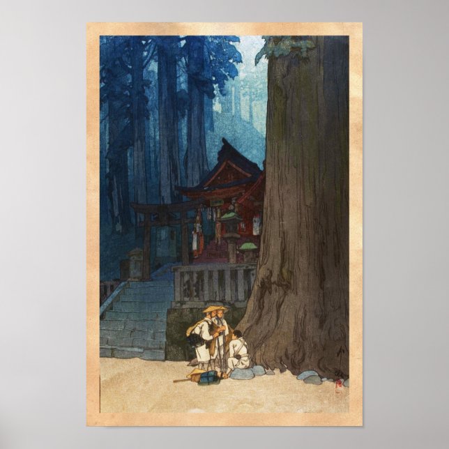 Misty day in Nikko Hiroshi Yoshida woodblock art Poster (Front)
