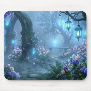Misty Echoes from the Garden of Blue Fog Mouse Mat