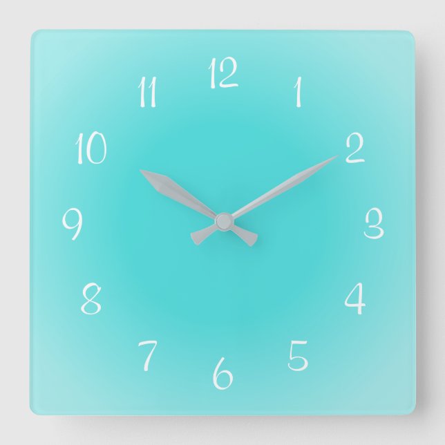 Misty Edges Aqua Blue Frosted Design Soft Colours Square Wall Clock (Front)