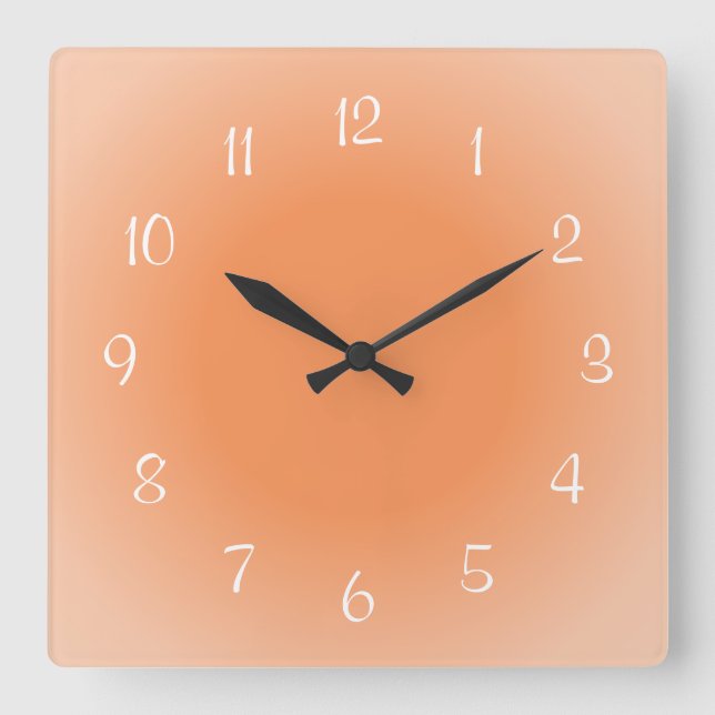 Misty Edges Orange Frosted Design Colour Square Wall Clock (Front)