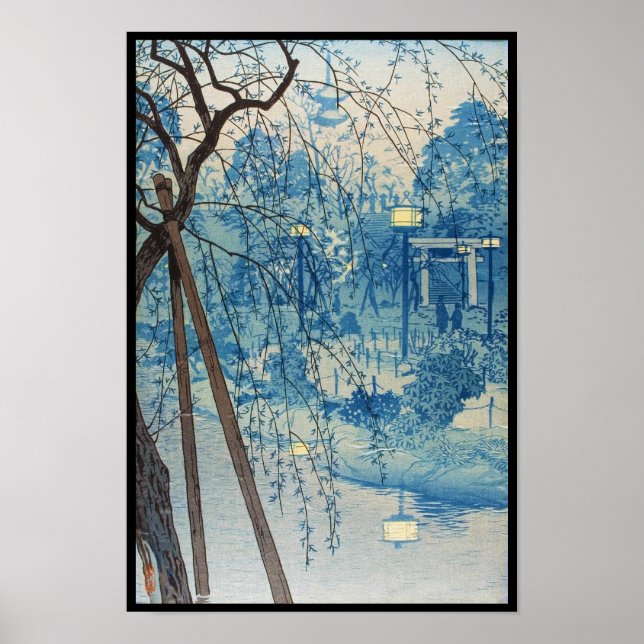 Misty Evening At Shinobazu Pond, Tokyo Kasamatsu Poster (Front)