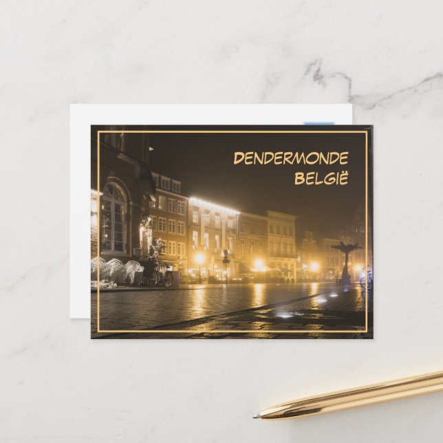 Misty evening in Dendermonde, Belgium Postcard (Front/Back In Situ)