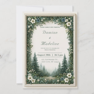 Misty Evergreen Forest Wedding Invitation