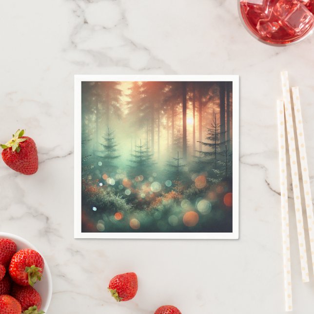 Misty Fall Morning Forest Bokeh Effect Decoupage Napkin (Insitu)