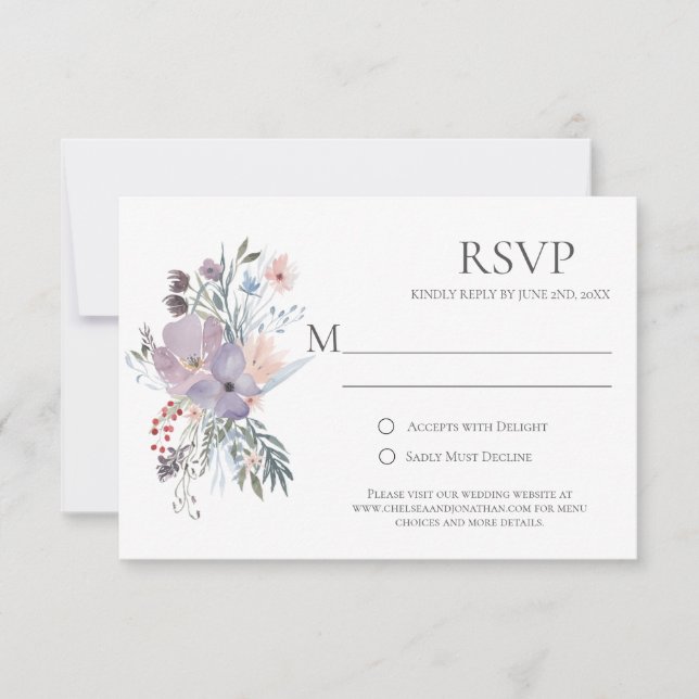 Misty Fields Calligraphy RSVP Cards (Front)