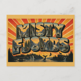 Misty Fjords Alaska Fjord Rainforest Vintage Art Postcard