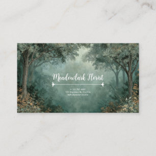 Misty Forest Archway Moss Green Rustic Business Card