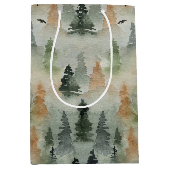 Misty Forest Birthday | Retirement MEDIUM Gift Bag (Front)