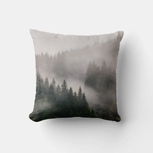 Misty Forest in the Mountains Cushion