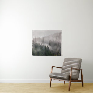 Misty Forest in the Mountains Tapestry