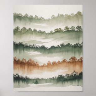 Misty Forest Layers - Watercolor Landscape Poster