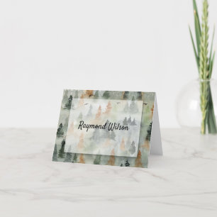 Misty Forest Masculine Folded Thank You Notes