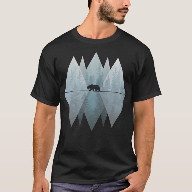 Misty Forest Mountain Bear T-Shirt (Front)