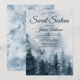 Misty Forest Sweet Sixteen Invitation