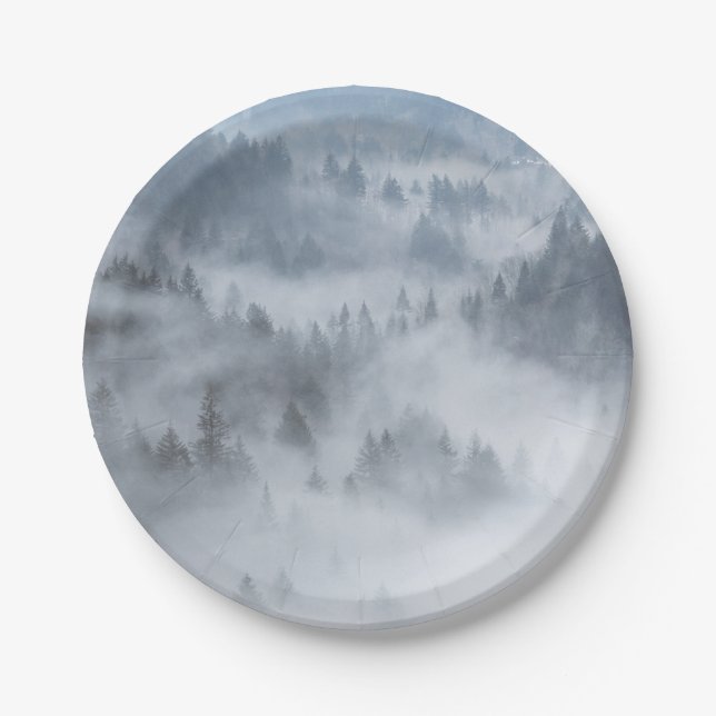 Misty Forest Valley Paper Plate (Front)