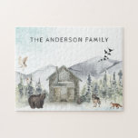 Misty Forest | Woodland Wilderness Jigsaw Puzzle<br><div class="desc">Featuring a hand painted forest scene with woodland animals. Personalise with your custom text. It will become a treasured keepsake. Add your custom wording to this design by using the "Edit this design template" boxes on the right hand side of the item, or click the blue "Customise it" button to...</div>