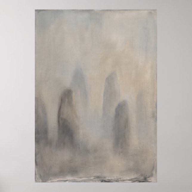 Misty Grey Abstract Figures Poster (Front)