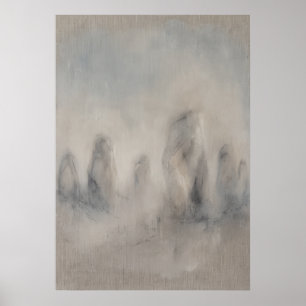 Misty Grey Abstract Landscape Poster