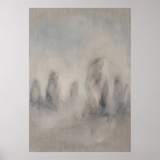 Misty Grey Abstract Landscape Poster (Front)