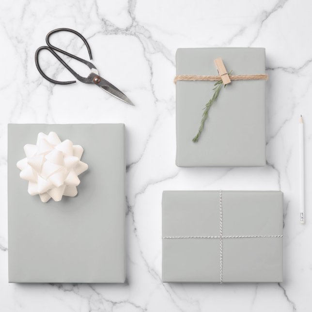 Misty Grey Green Solid Colour Wrapping Paper Sheet (Front)