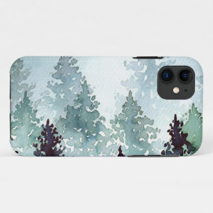 Misty Grey Watercolor Trees iPhone 11 Case