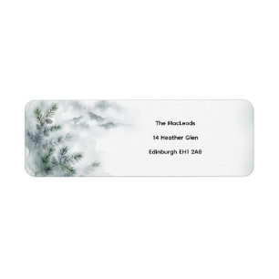 Misty Highland Blue Pine Return Address Labels
