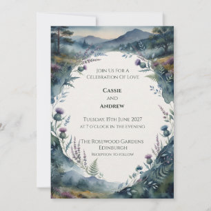 Misty Highland Thistle Wedding Invitation