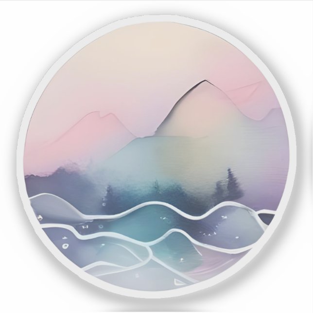Misty Horizons: Abstract Mountain Serenity (Front)